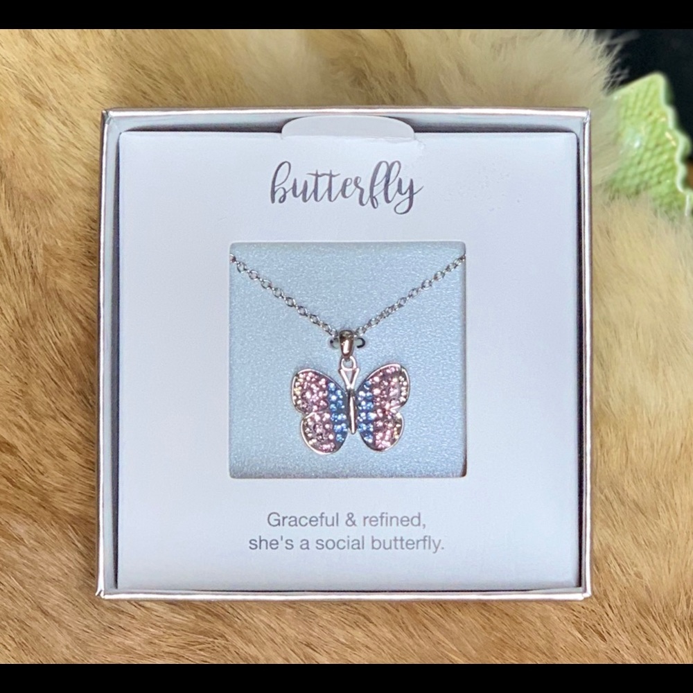 Bejeweled social butterfly necklace